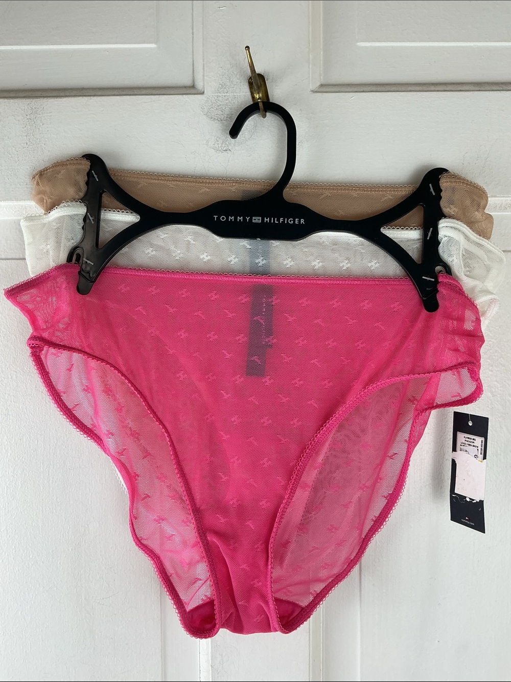 Tommy Hilfiger 3-Pack Bikini Panties Size M Sheer Mesh TH Logo NEW
